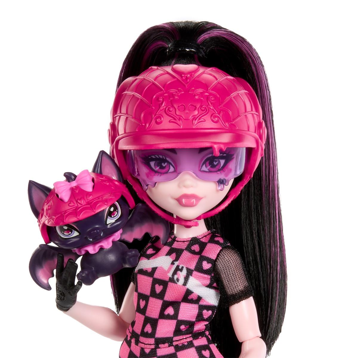 Monster High Draculaura scooter scale view, helps assess size for play compatibility.