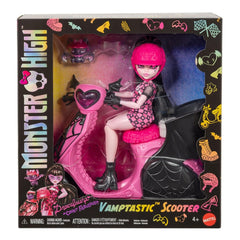 Monster High Draculaura scooter side view, showcasing authentic styling and collectible detail.