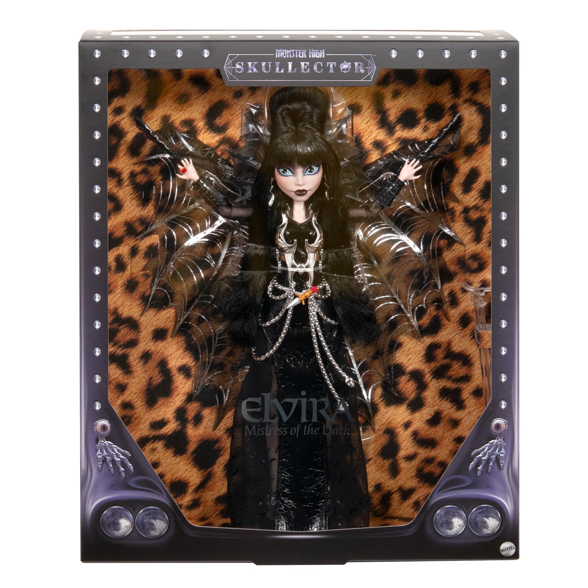 Monster High Elvira doll collectors display ready for shelf presentation.