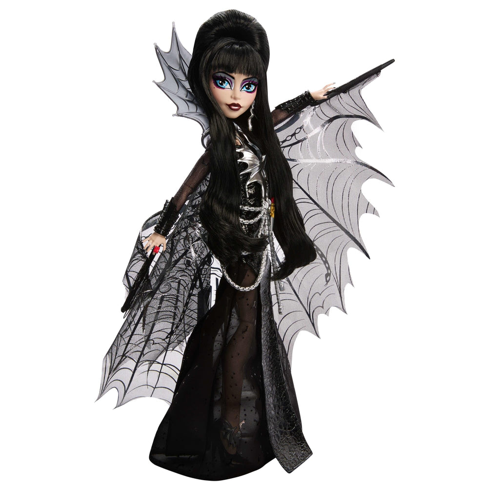 Monster High Elvira doll stand included for stable posing and easy setup.