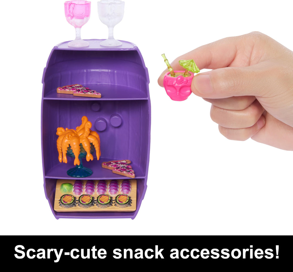 Assorted food accessories including sushi, pizza, and shrimp for storytelling