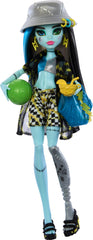 Monster High Frankie Stein bucket hat and tote help organize beach gear.