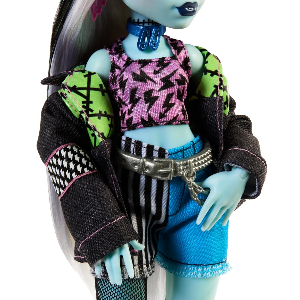 Monster High Frankie Stein doll with Watzie packaging for display.