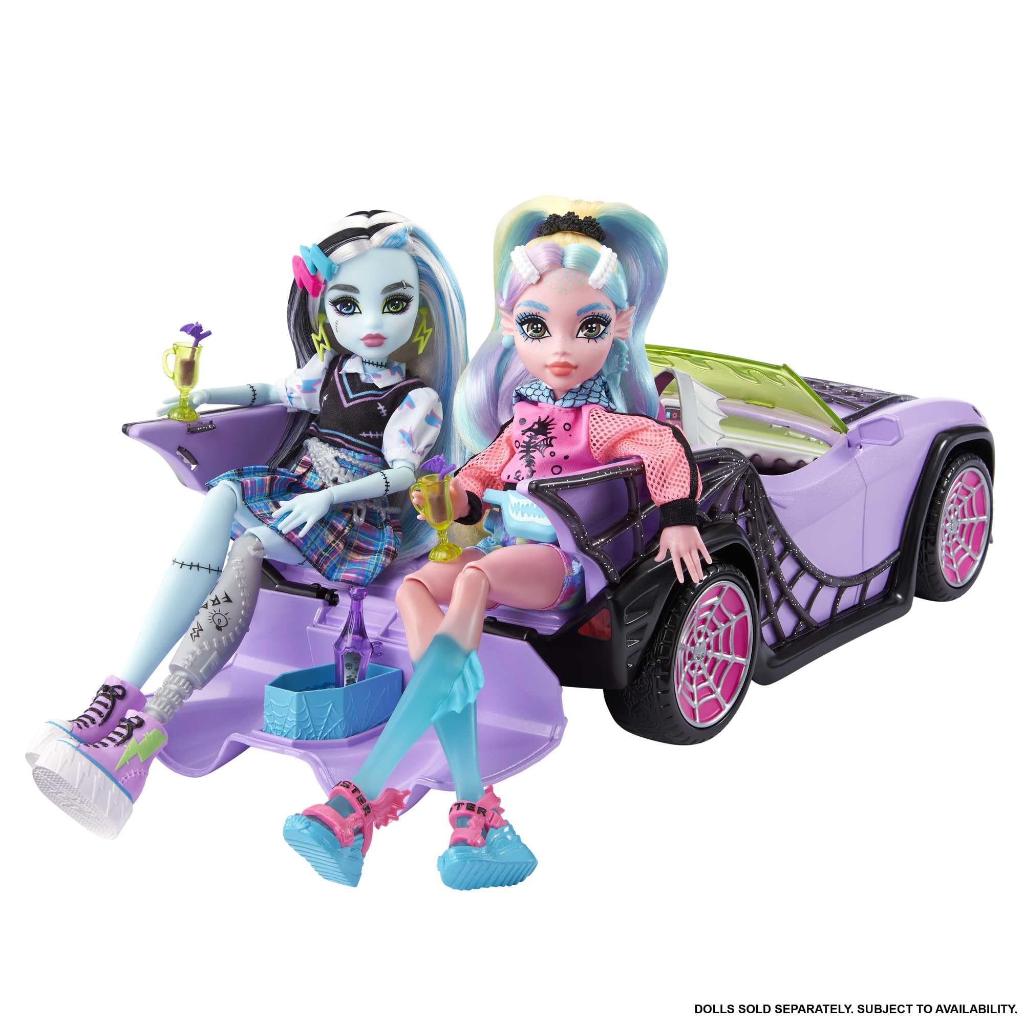 Monster High Ghoul Mobile purple exterior with spiderweb accents for stylish spooky outings