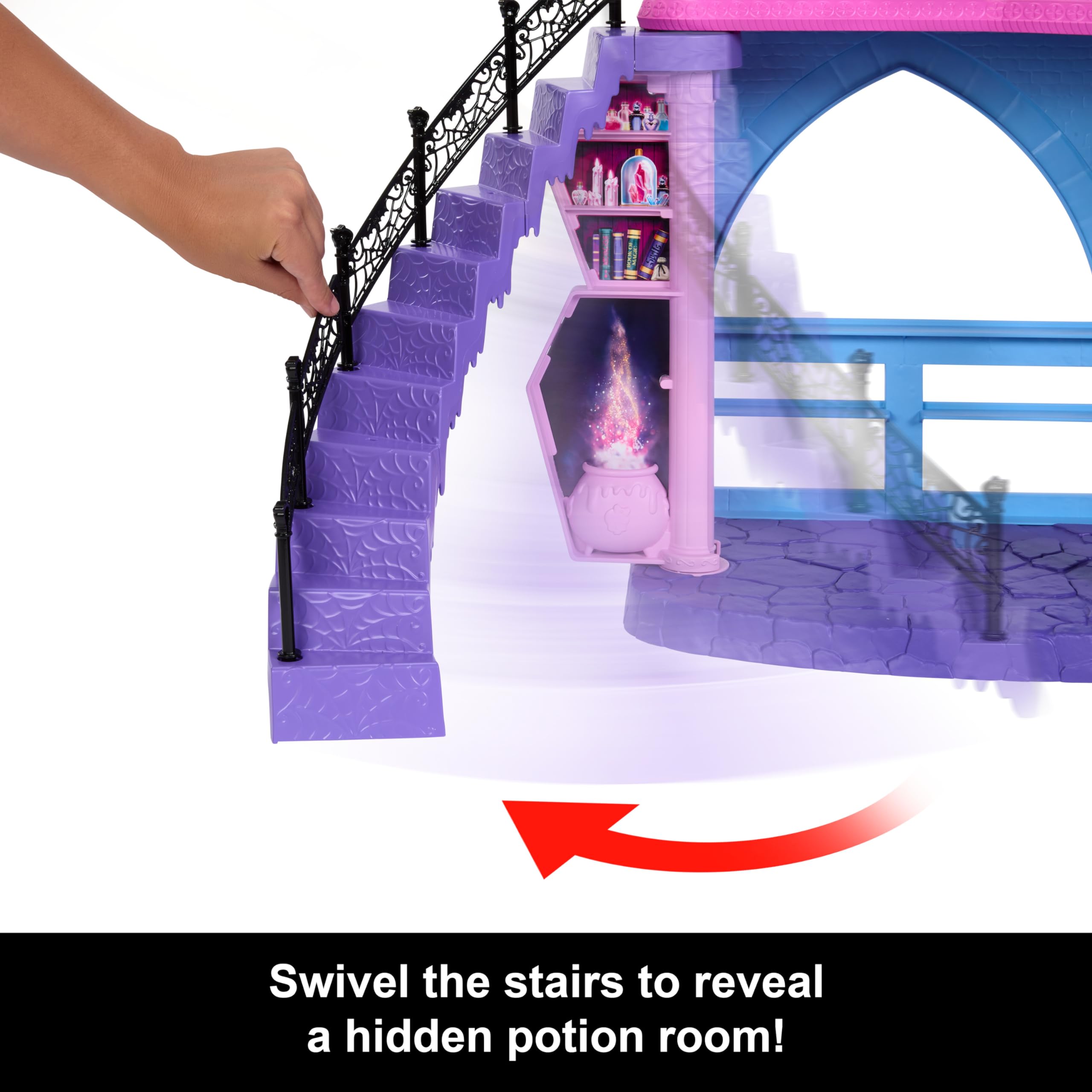 Monster High Haunted High School potion room reveals transformations and experiments.