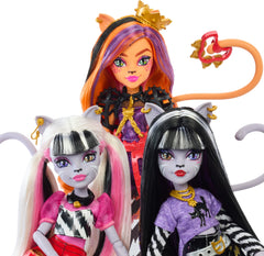 Monster High Hissfits Meowlody doll with twin pop-punk styling for coordinated performances.