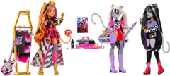 Monster High Hissfits stage guitars for pretend rock concerts and stage play.