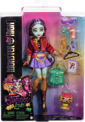 Monster High Jinafire Long doll in a vibrant outfit ideal for imaginative roleplay.