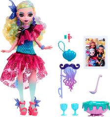Monster High Lagoona Blue ball dress shines for playtime at the Monster Ball.