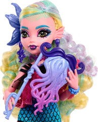 Monster High Lagoona Blue shell handbag adds stylish storage for mini accessories.