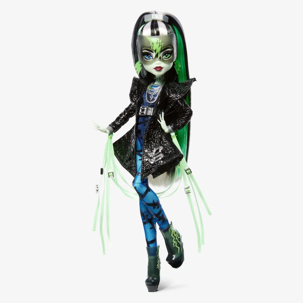 Monster High Frankie Stein mask highlights the Midnight Runway look for display or play.