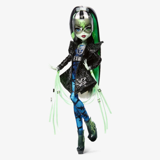 Monster High Frankie Stein mask highlights the Midnight Runway look for display or play.