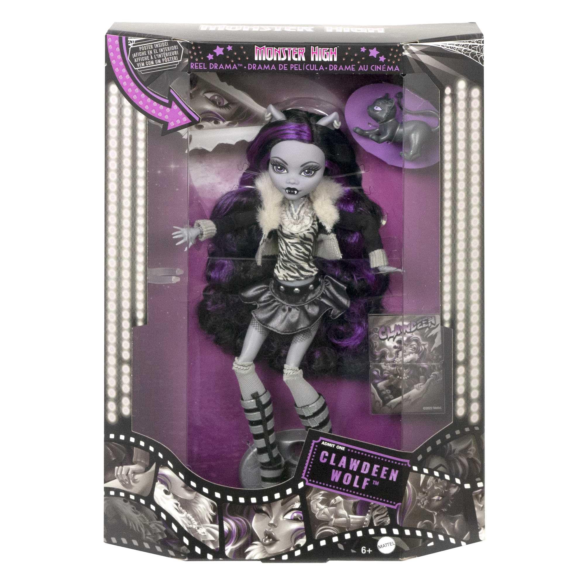 Monster High Reel Drama packaging frames spooky glamour for a collectible display.