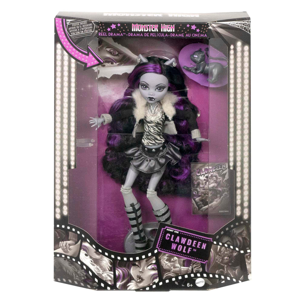 Monster High Reel Drama packaging frames spooky glamour for a collectible display.
