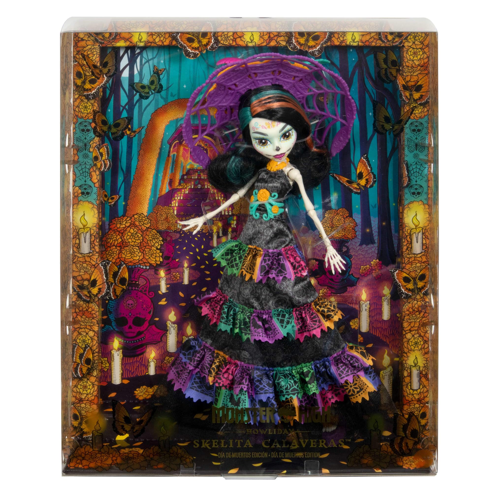 Deluxe packaging and doll stand included for easy posing and display
