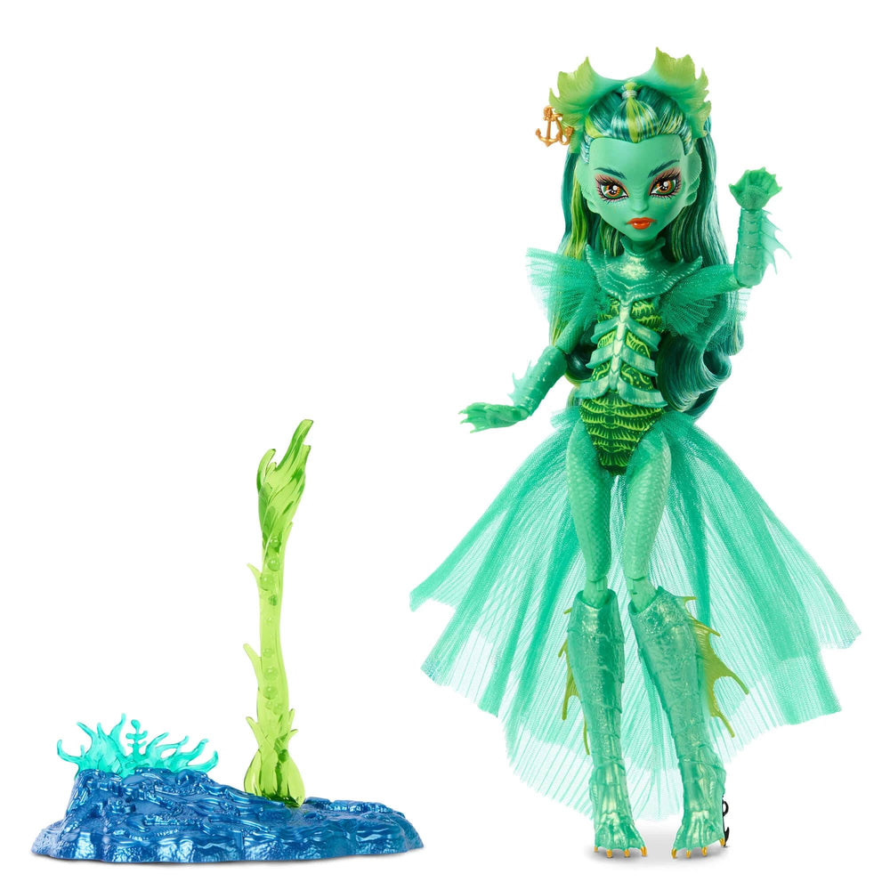 Monster High Skullector Creature from The Black Lagoon doll, front view, ideal for dynamic display