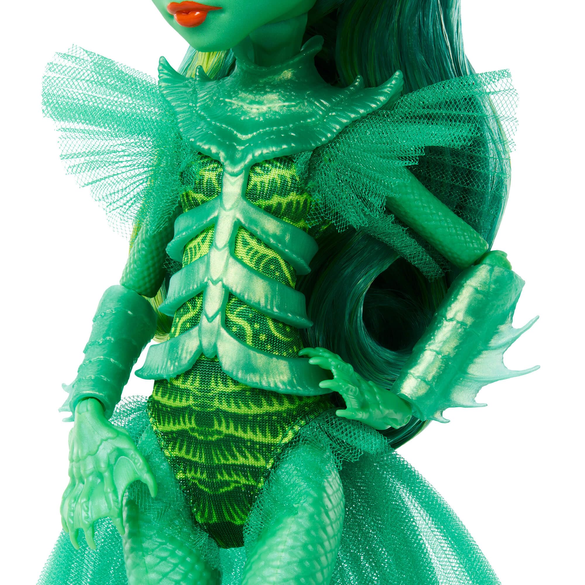Monster High Skullector Creature from The Black Lagoon doll, scaly swimsuit with pearlescent armor