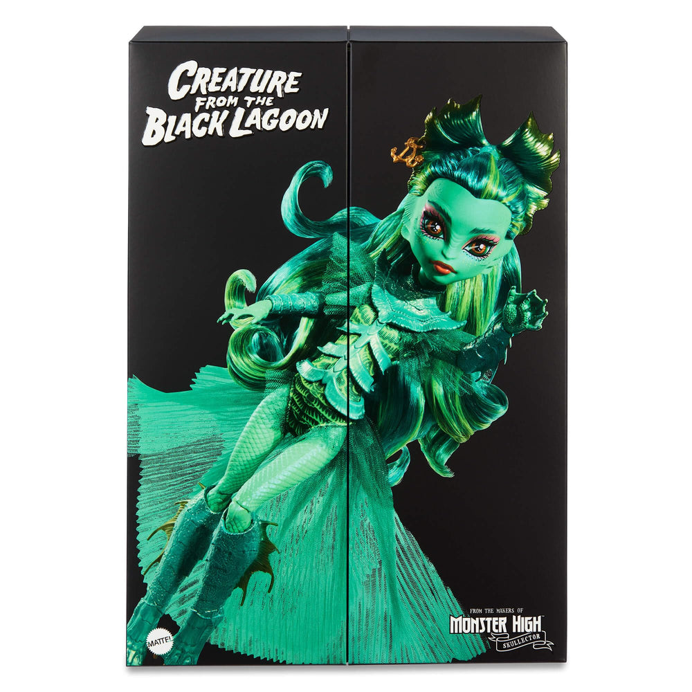 Monster High Skullector Creature from The Black Lagoon doll, side profile, showcases textured scales