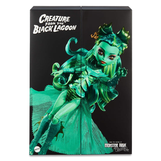 Monster High Skullector Creature from The Black Lagoon doll, side profile, showcases textured scales