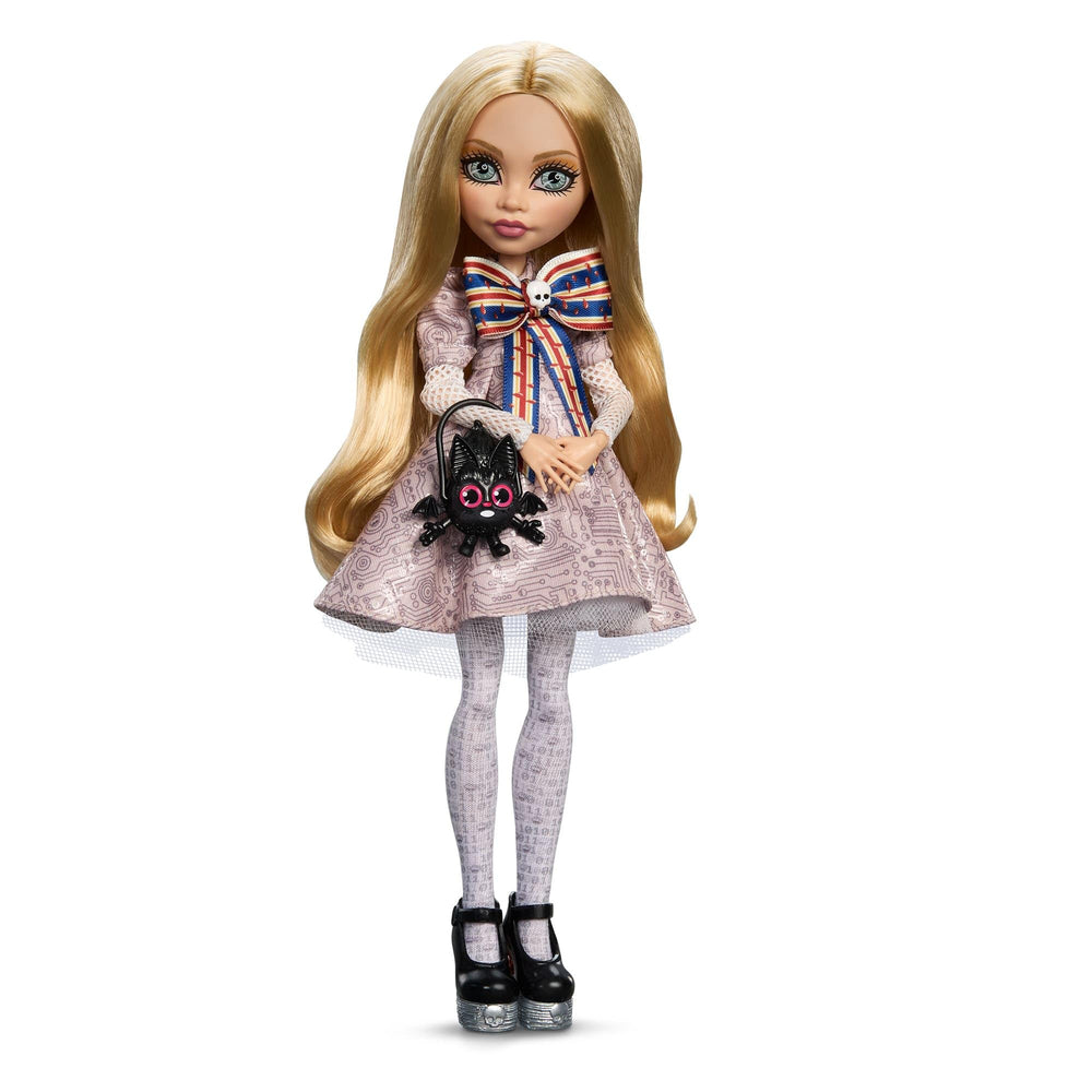 Monster High Skullector M3GAN doll with detachable android face for dramatic display.