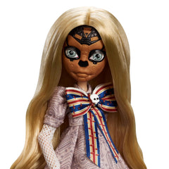 Monster High Skullector M3GAN dress detail with glossy circuit motif for collectors.