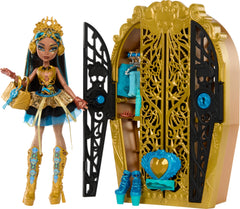 Monster High Skulltimate Secrets Cleo De Nile closet doll for imaginative play and storage.