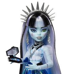 Locker-shaped coffin from Monster High Skulltimate Secrets Fearidescent for storytelling and storage.