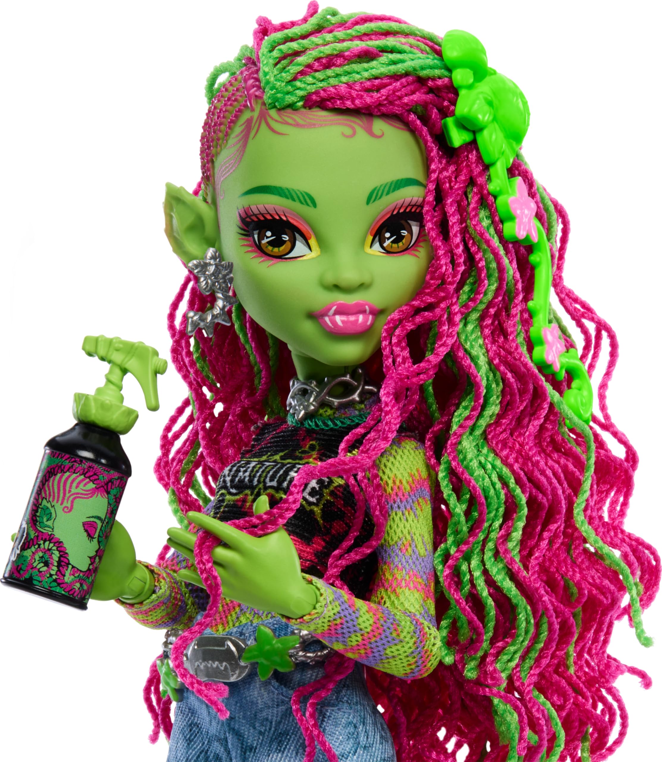 Backpack-equipped Venus McFlytrap doll enabling on-the-go storytelling