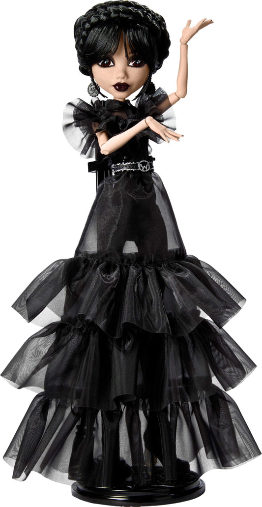 Monster High Wednesday doll in rave-n dress ready for display.