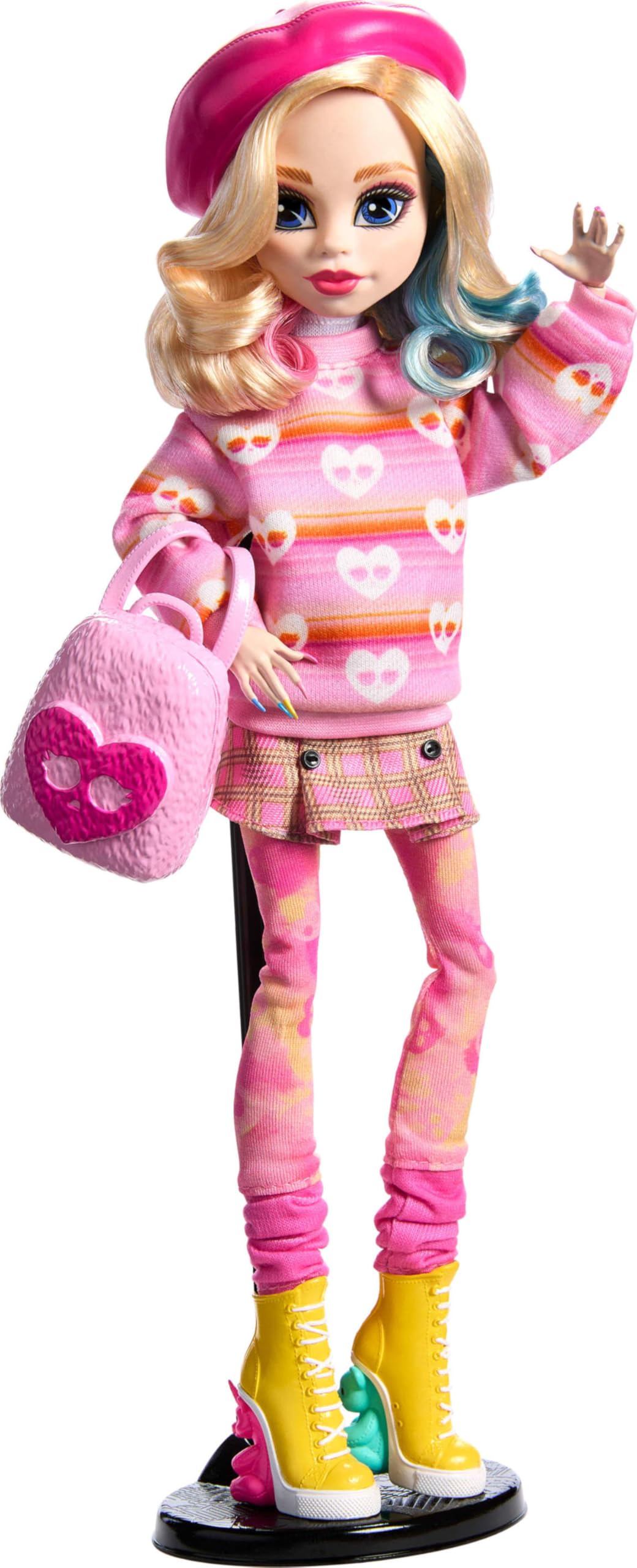 Monster High Enid Sinclair doll wearing yellow sneakers for playful, imaginative play.