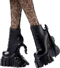 Nevermore uniform with spiderweb tights and tie, edgy look.