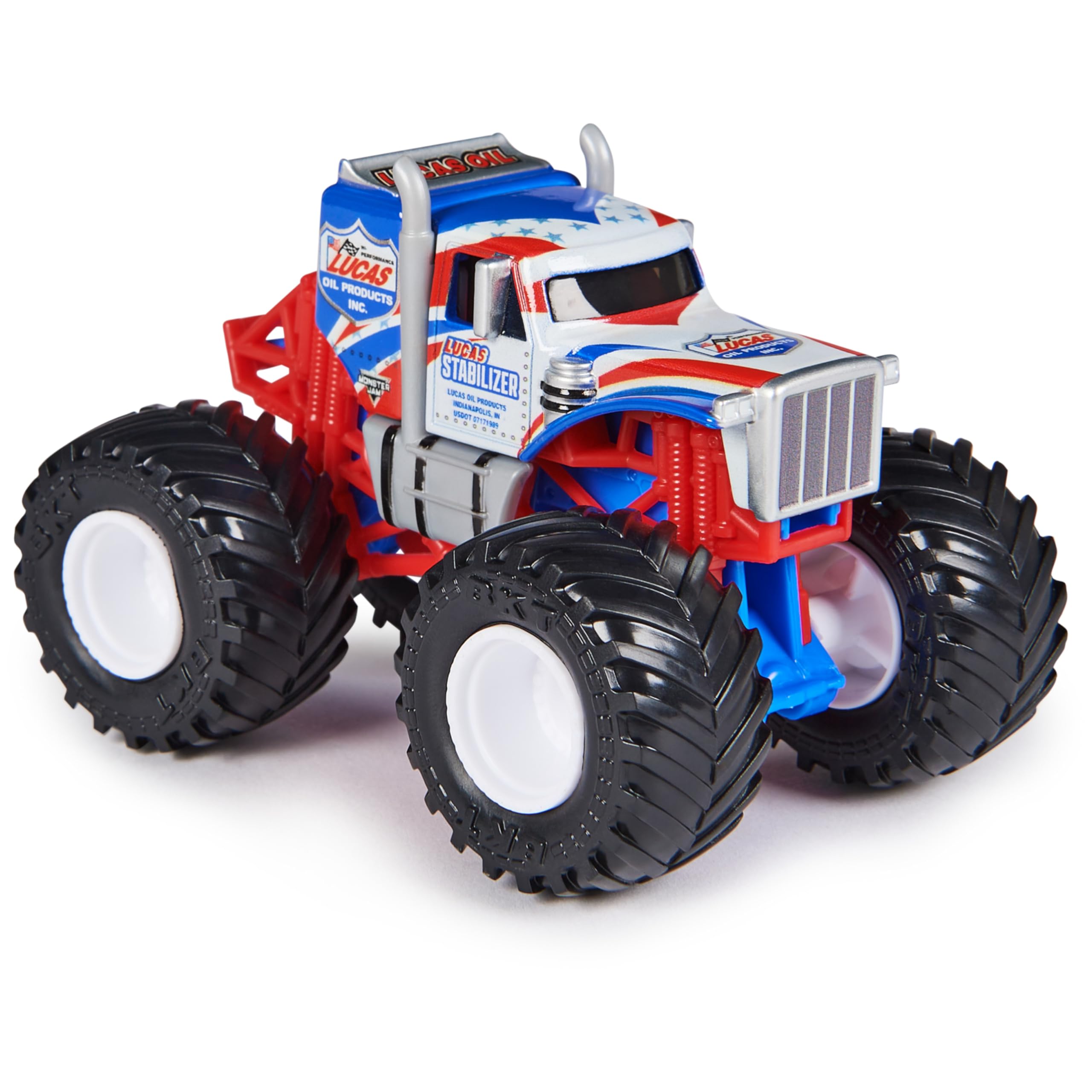 Monster Jam 1:64-scale features highlighting the chassis and authentic replica details for true feel.