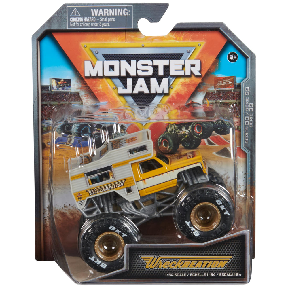 Monster Jam 1:64 front view die-cast truck with official graphics for authentic play