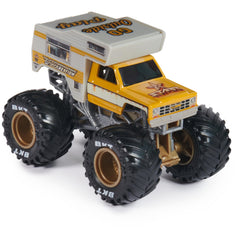 Monster Jam 1:64 rear view die-cast truck showing durable chassis for action