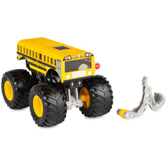 Monster Jam 1:64 truck shows authentic graphics and chrome rims.