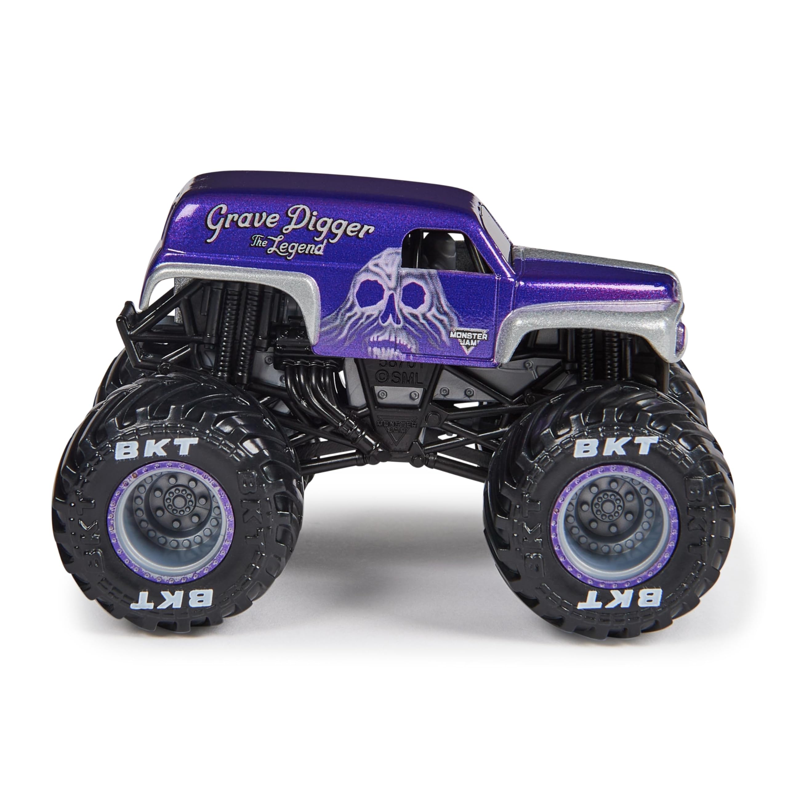 Monster Jam Grave Digger 1:64 front view with bold graphics for display