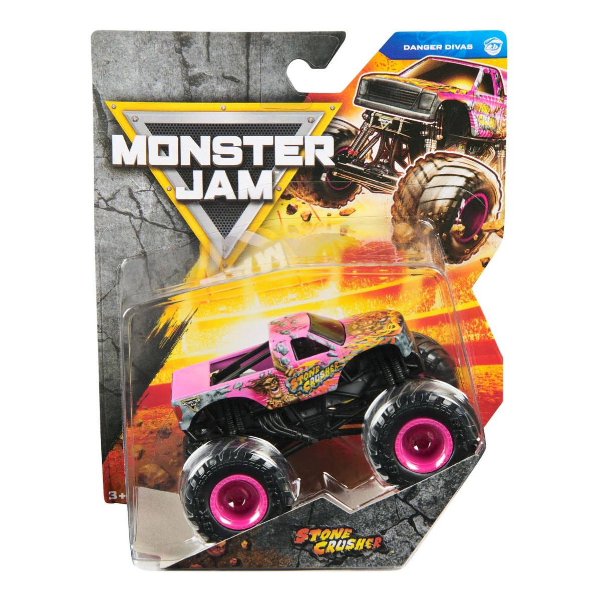 Monster Jam Stone Crusher diecast front view with bold graphics for display and collection.