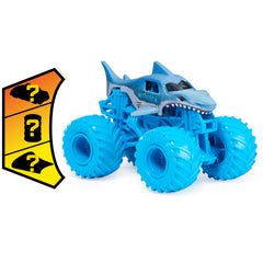 Monster Jam 1:64 diecast side profile highlighting authentic chassis and styling