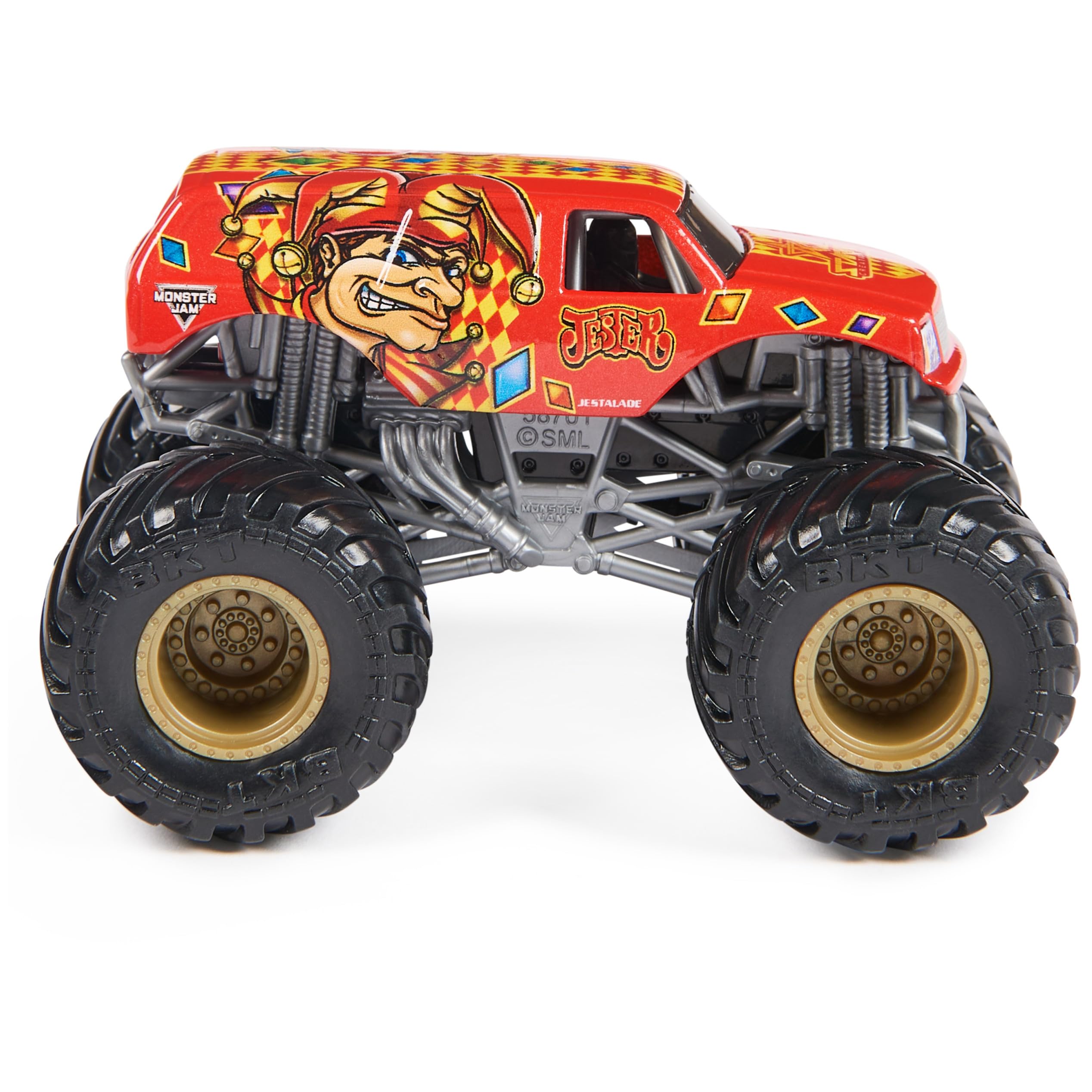 Monster Jam Lucas Stabilizer vs Jester tire detail showing BKT tires