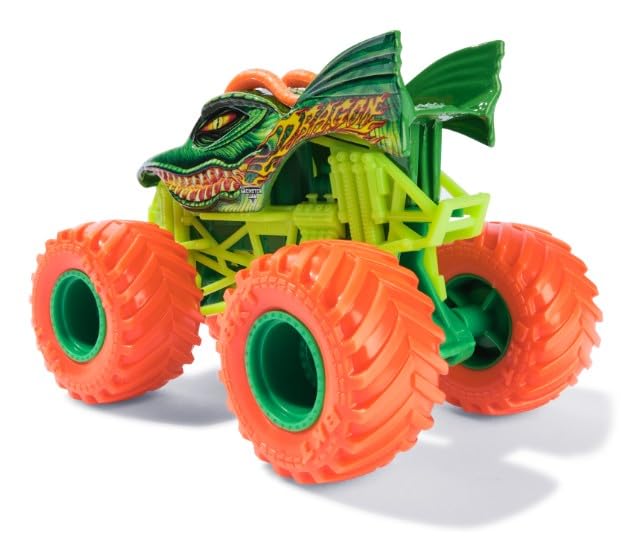 Monster Jam Dragon Crazy Creatures 1:64 die-cast truck featuring detailed body graphics for collectors.