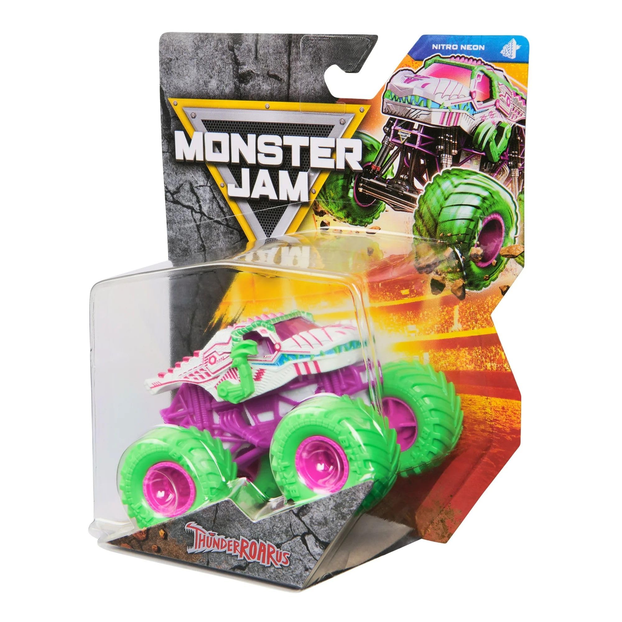 Monster Jam ThunderROARus collector poster scan-ready QR code on packaging