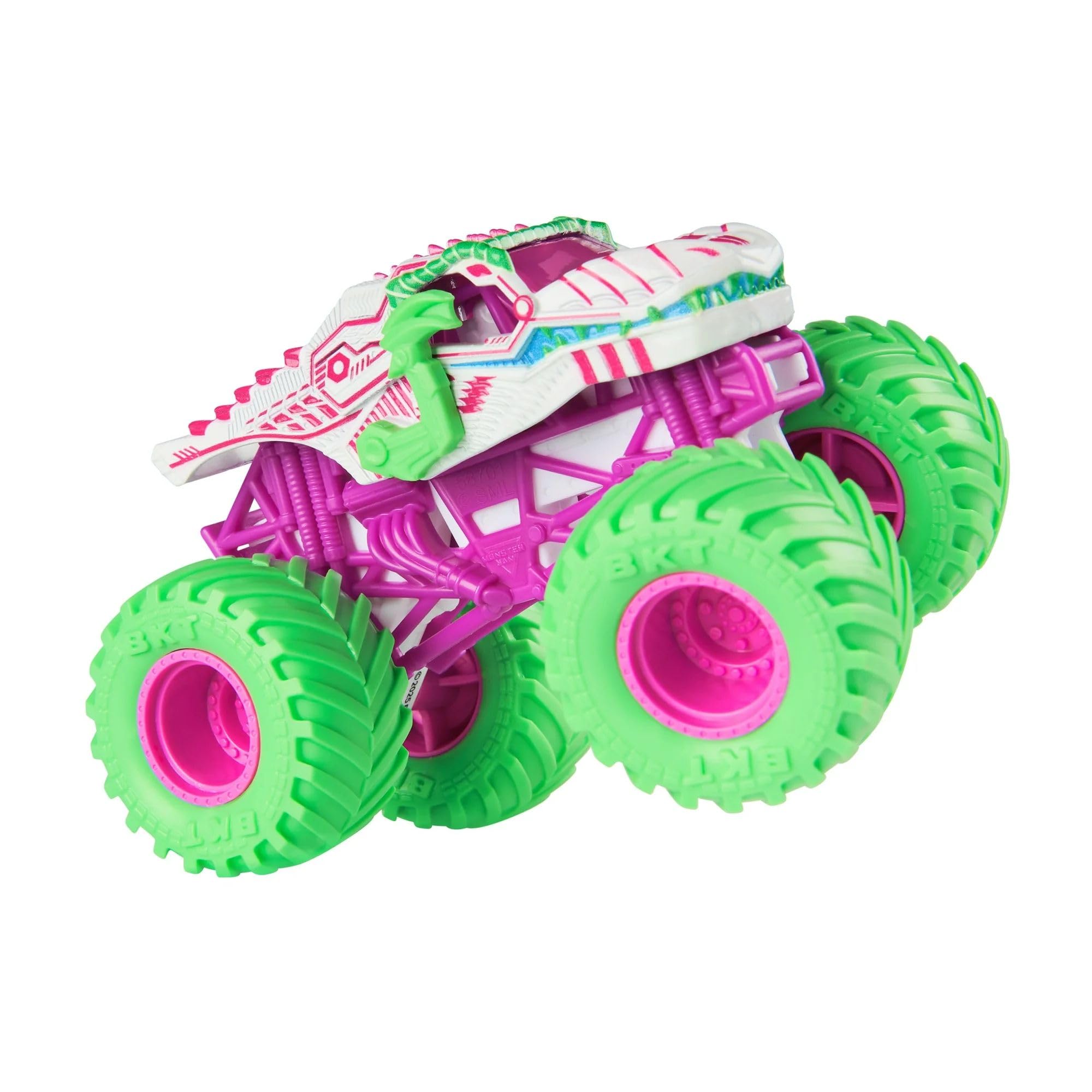 Monster Jam ThunderROARus rear view captures compact scale and sturdy chassis