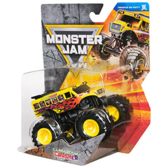 Monster Jam 2025 1:64 diecast chassis and stylized rims enhance realism.