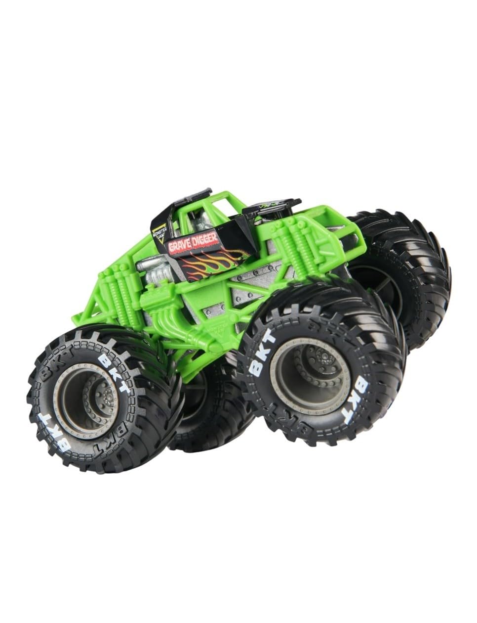 Monster Jam Grave Digger 1:64 detailed graphics showcase vivid colors and stylized rims.