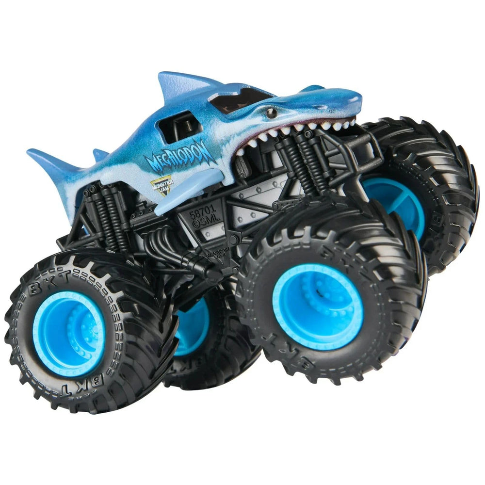 Monster Jam Megalodon 1:64 graphics close-up enhances shelf-worthy appeal