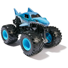 Monster Jam Megalodon 1:64 rear angle shows stylized rims for collection