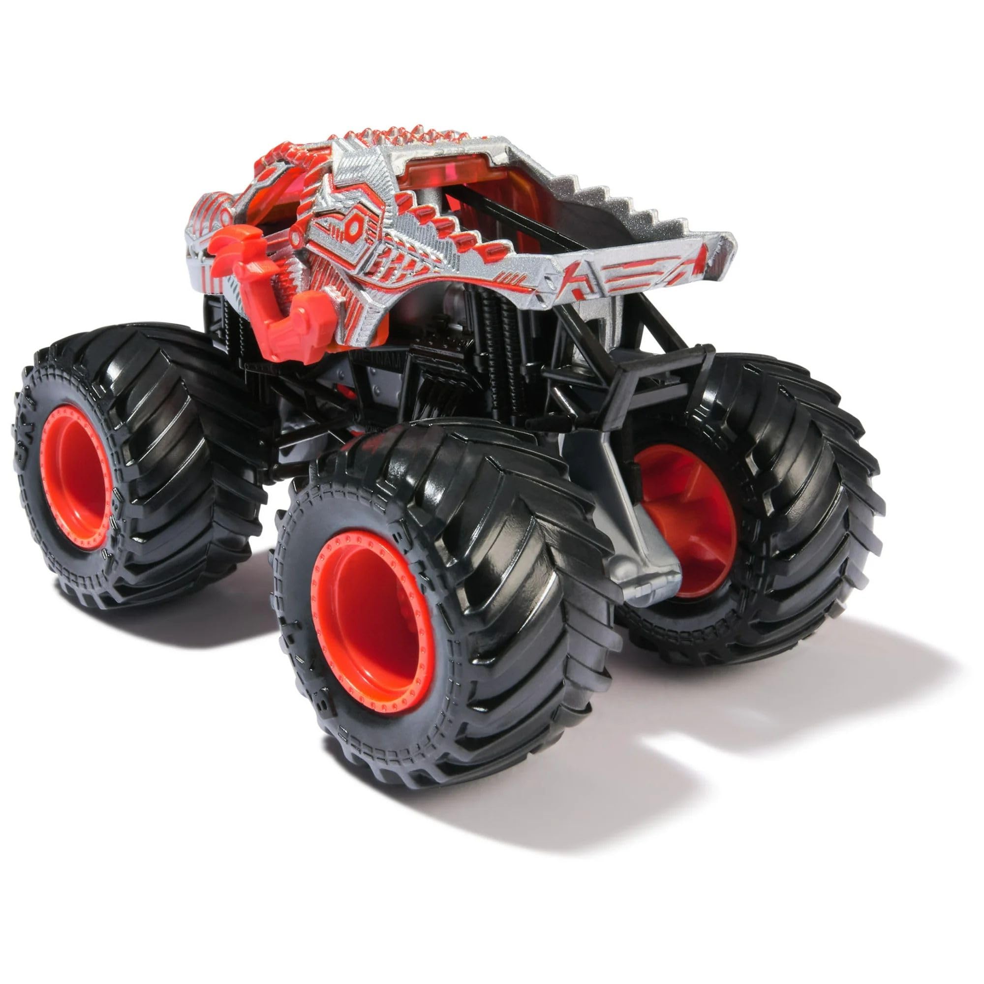 Monster Jam 2025 official 1:64 diecast truck styled-chassis and rims provide an authentic look for display.
