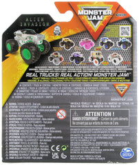 Monster Jam Alien Invasion diecast truck back view emphasizes QR poster access