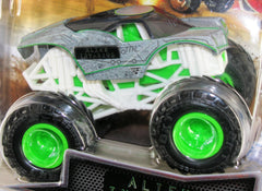 Monster Jam Alien Invasion diecast truck side view highlights detailed chassis for display