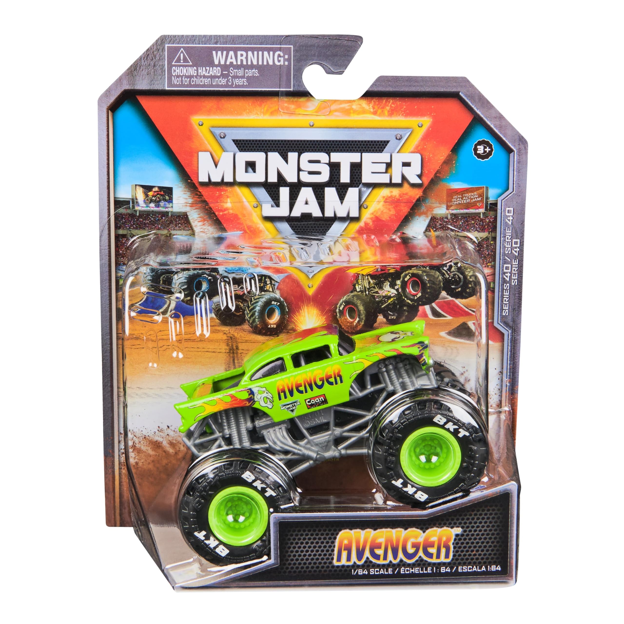 Monster Jam Avenger 164-scale diecast truck with authentic graphics for display and play.